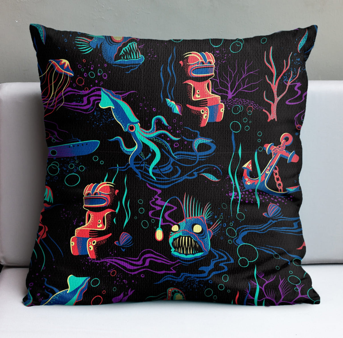Jeff Granito's 'Mask Hysteria' Pillow Cover - Ready to Ship! (FREE SHIPPING in U.S.) main image 1