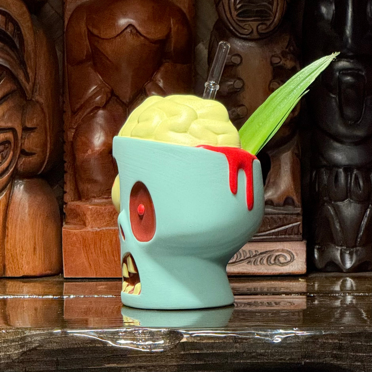 Jeff Granito's Sip for Brains (Oozy Blue) - Ceramic Zombie Tiki