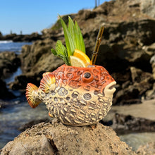 Lost's Petrified Puffer (Red) - Ceramic Tiki Mug, sculpted by Thor - Ready to Ship! (FREE SHIPPING in U.S.)