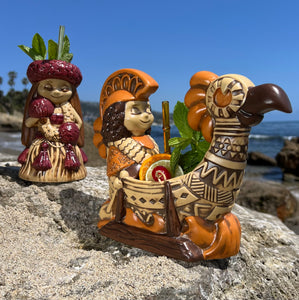 "it's a hula world" Tiki Mug, Outrigger Boy - #2 of a 2 mug series, designed and sculpted by Thor - Ready to Ship!