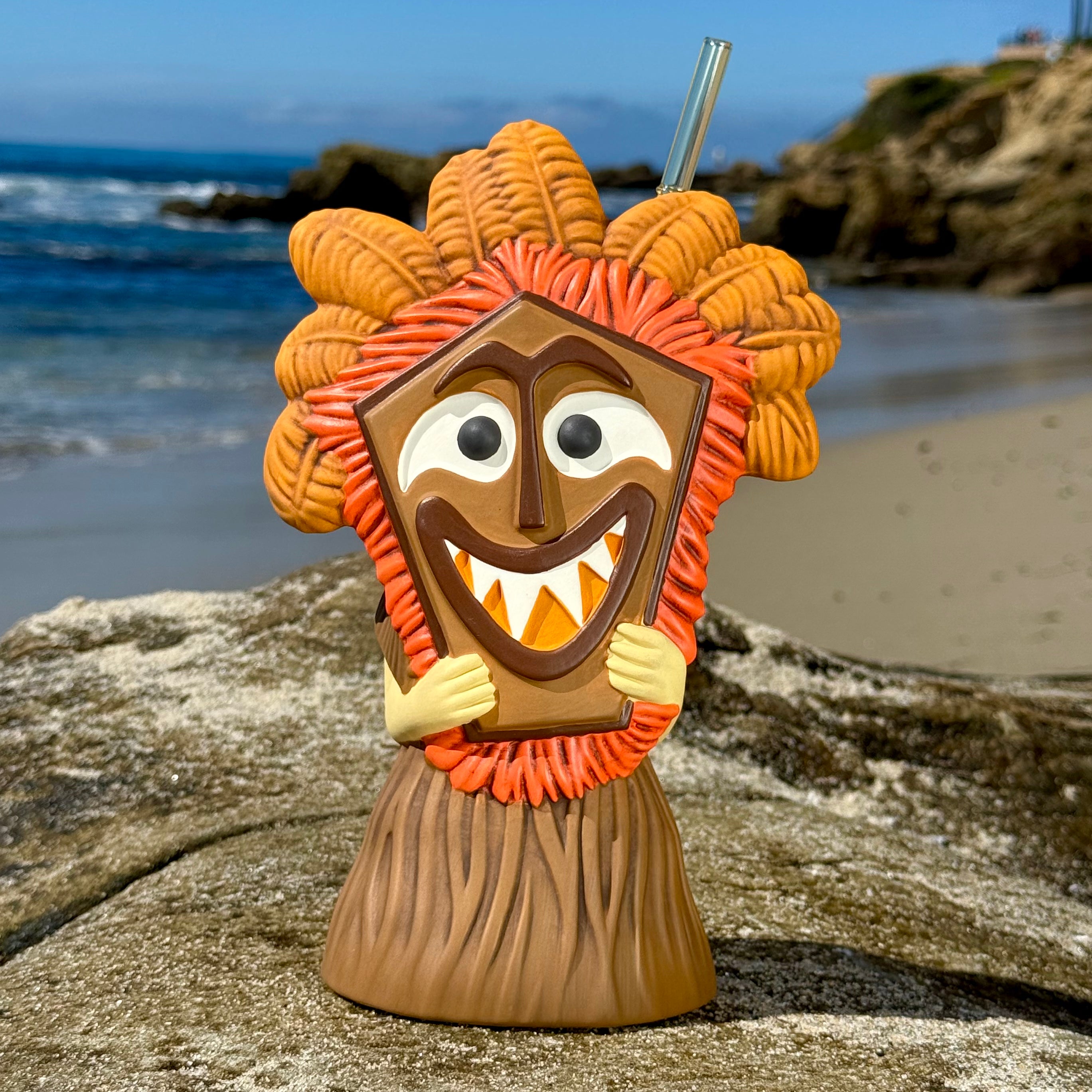 Hula World: Beach (Tiki Drummer + Mask Dancer) - Ceramic Tiki Mugs