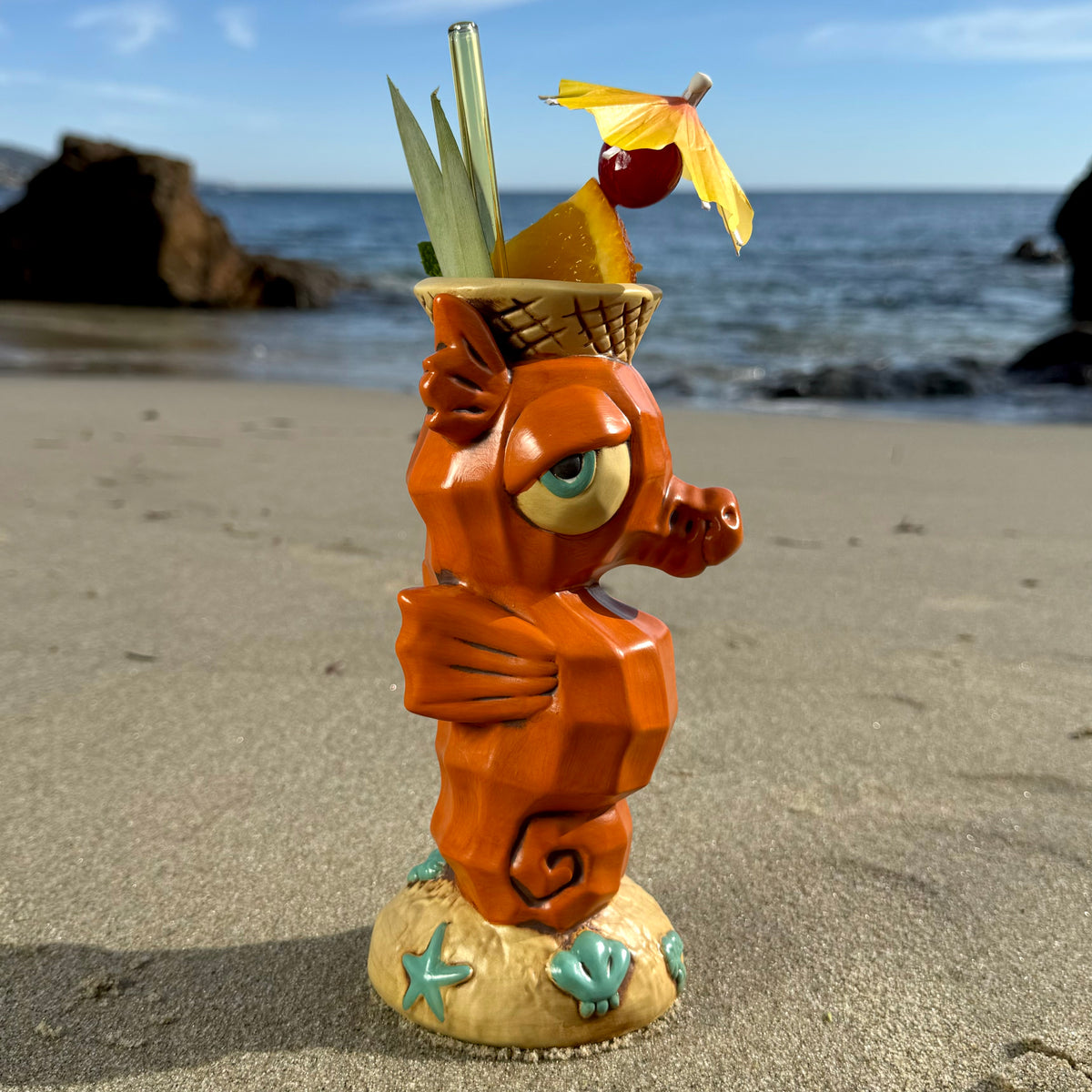 Tiki tOny's Sippin' Seahorse - Ceramic Tiki Mug – Tikiland Trading Co.