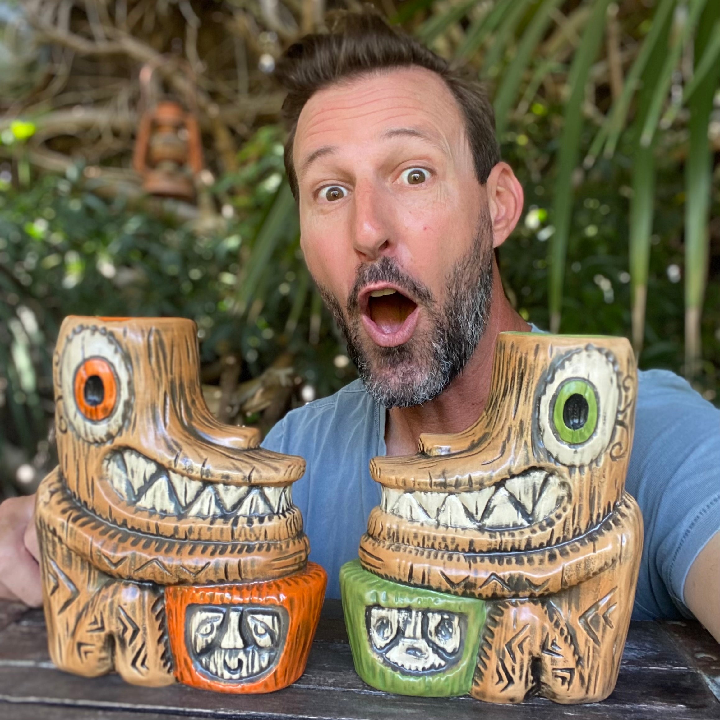 Tiki tOny's Enchanted Tiki Room Drummer ceramic Tiki Mug (Orange