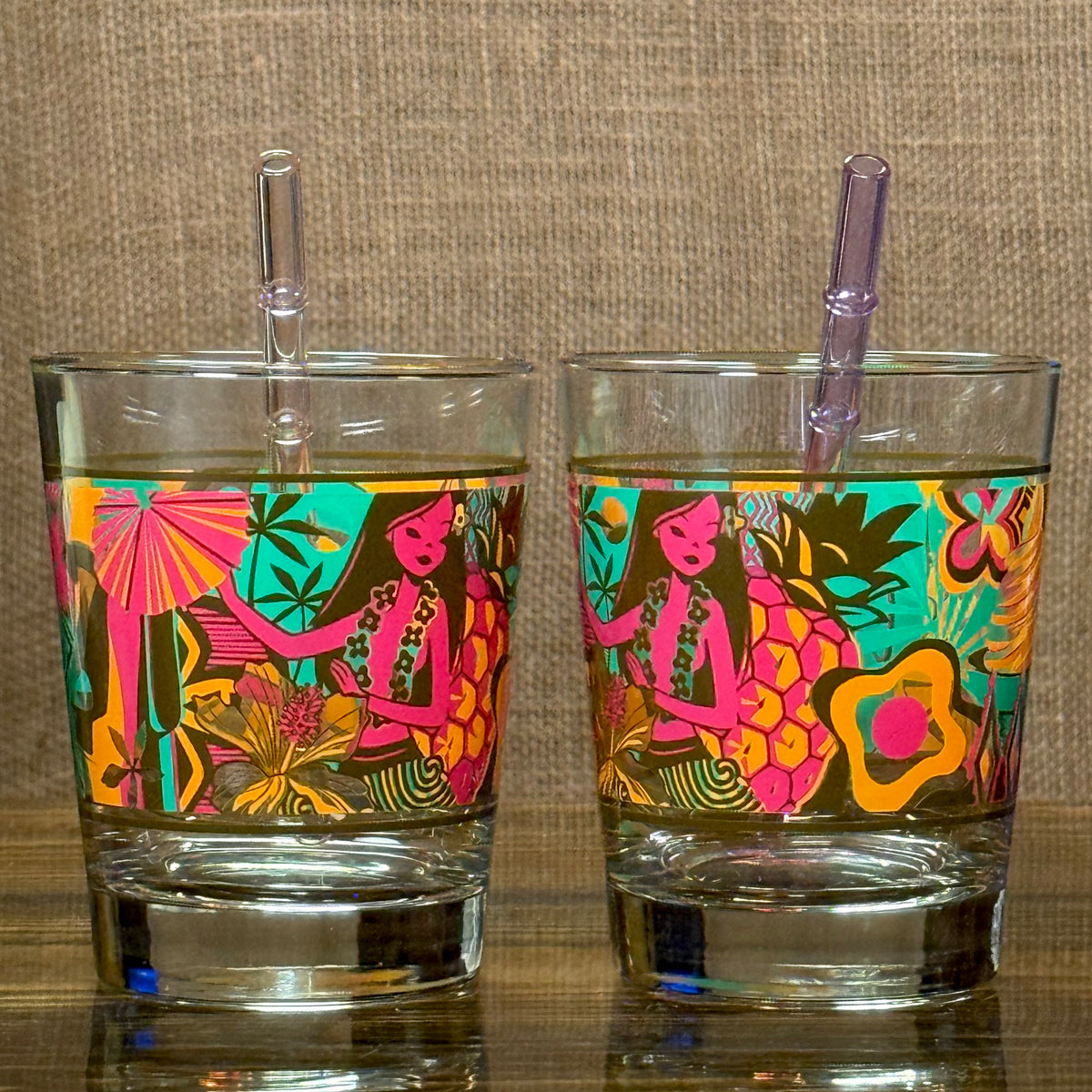 carpe TRICO ビンテージ ガラスボトル Orchid' Glass Bamboo Straw Set of Two (2) - Ready to Ship