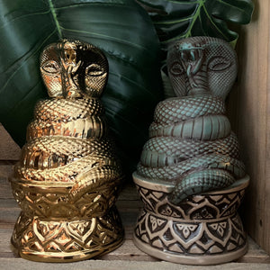 Golden Cobra Idol Tiki Mug, designed and sculpted by Thor - Ready to Ship!
