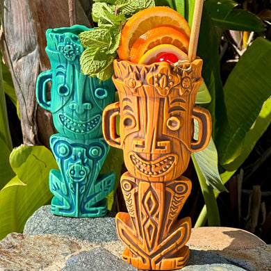 Jeff Granito's Planter's Punch Tiki Mug, Hibiscus Heat (Orange) - Limited Edition of 500, sculpted by Thor - Ready to Ship!