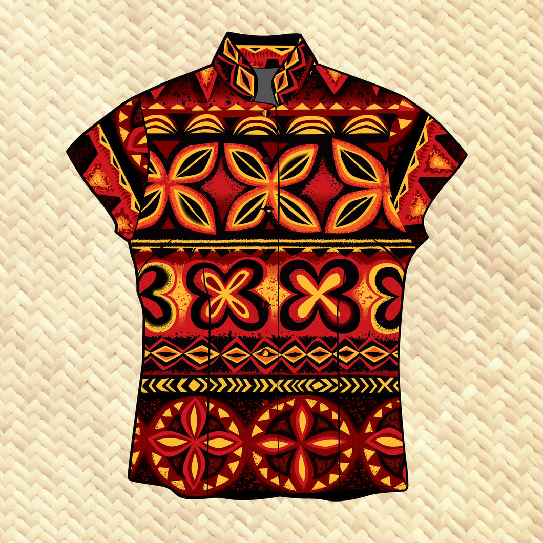 Jeff Granito's 'Traditional Stripe' -  Classic Aloha Button Up-Shirt - Womens - Ready to Ship!