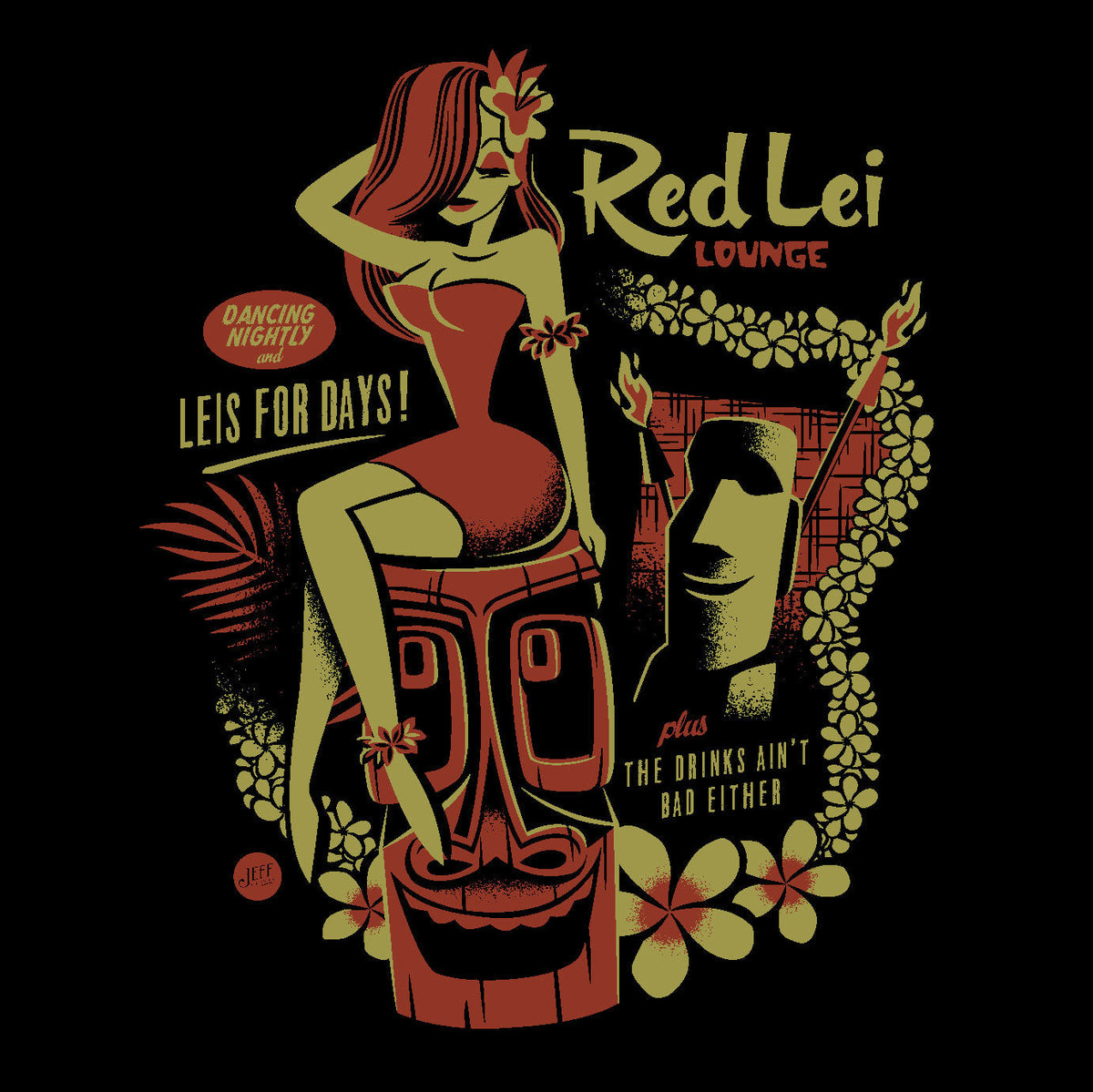 Jeff Granito's 'Red Lei Lounge' Metal Sign main image 1