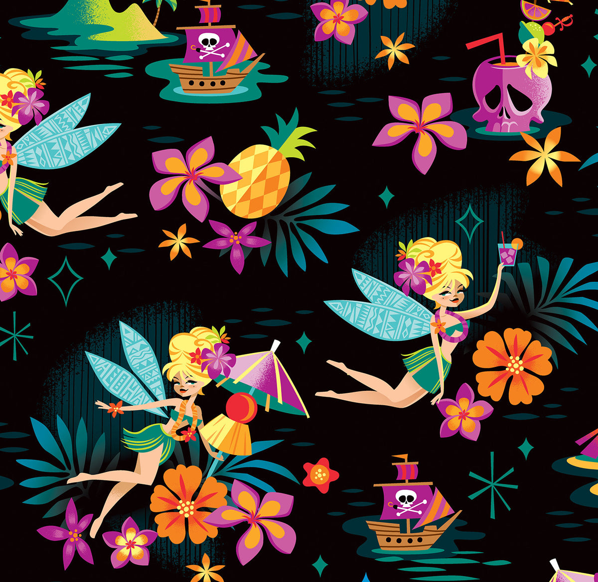 Jeff Granito's 'Midnight Tiki Belle' Handbag and Zippered Wallet Set - Ready to Ship!