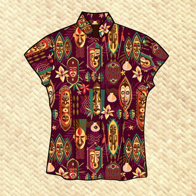 TikiLand Day 2023 'Spirit of Tiki' - Classic Aloha Button Up-Shirt - Womens - Ready to Ship!