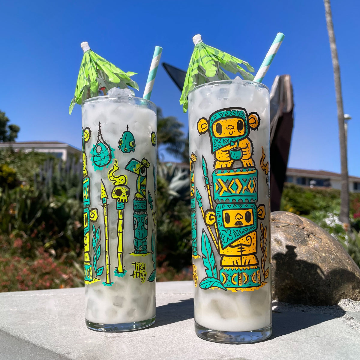 Tiki tOny's - 'Yum Grub' Zombie Glasses (2) - Ready to Ship