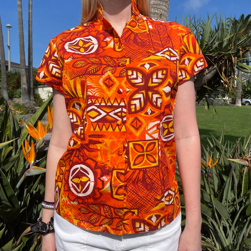 TikiLand Trading Co. ‘Alani Tapa Aloha Shirt - Classic Aloha Button Up-Shirt - Womens - Ready to Ship! (US shipping included)