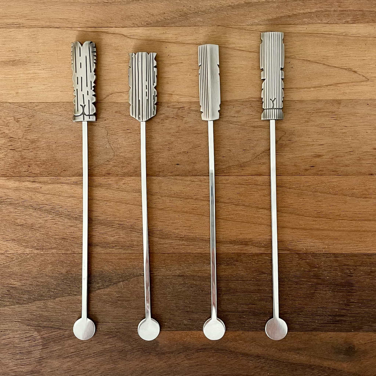 TikiLand Trading Co. 'Heritage' Sculpted Metal Tiki Swizzles (4) Set