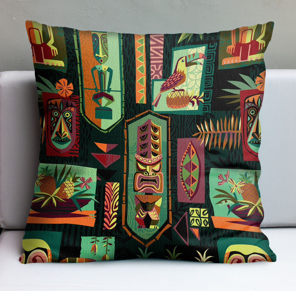 Trick or Tiki Green Pillow Cover