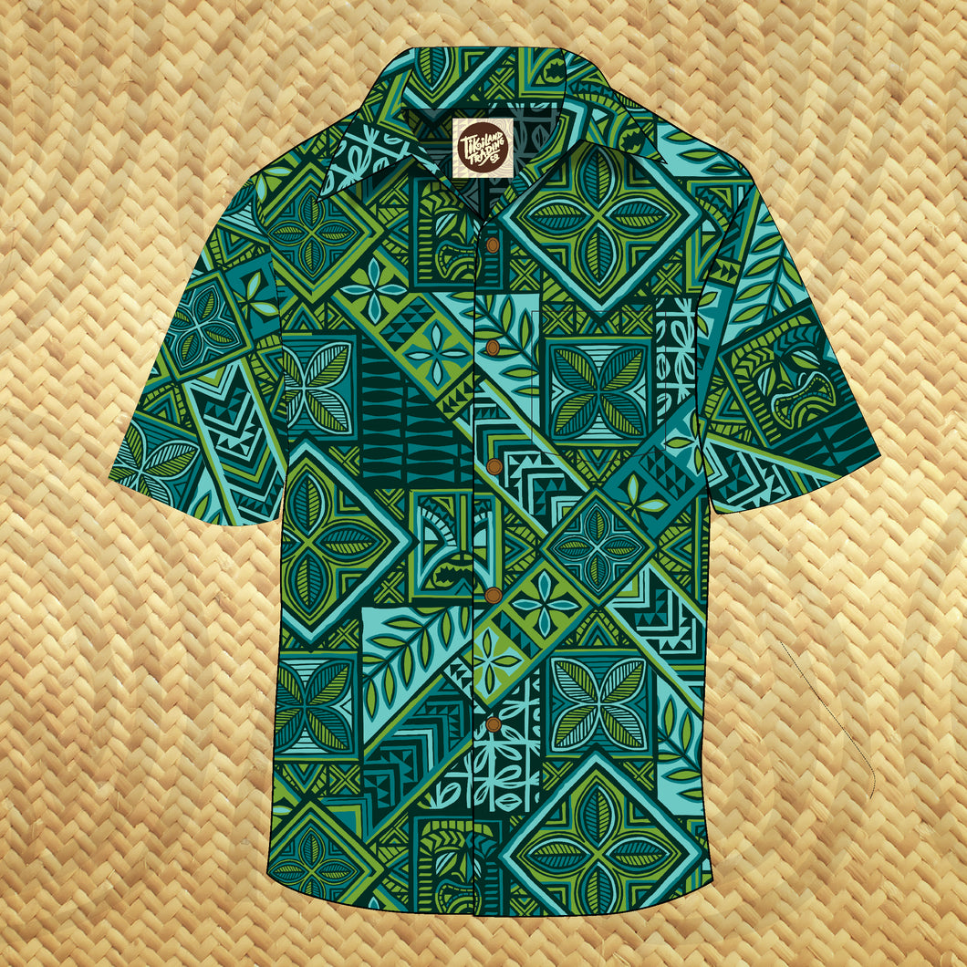 TikiLand Trading Co. 'Pae'a Tapa' - Classic Aloha Button Up-Shirt - Unisex - Ready to Ship!