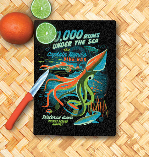 Jeff Granito's '20,000 Rums Under the Sea' Glass Cutting Board - Rolling Pre-Order / Ready to Ship!