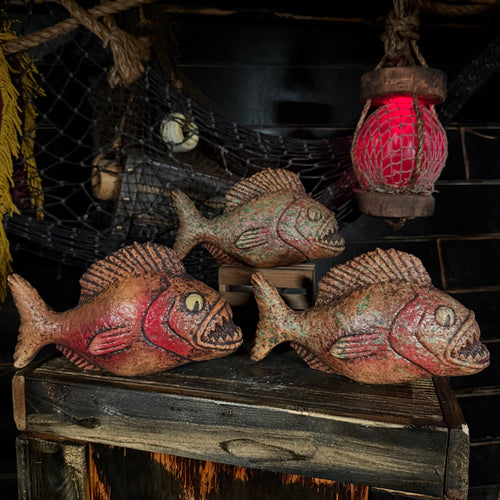 Jungle River Piranha ceramic Tiki Mug - 3 Limited Editions of 275 Combined - Made in USA - Ready to Ship in about a month - (FREE Shipping in U.S.)