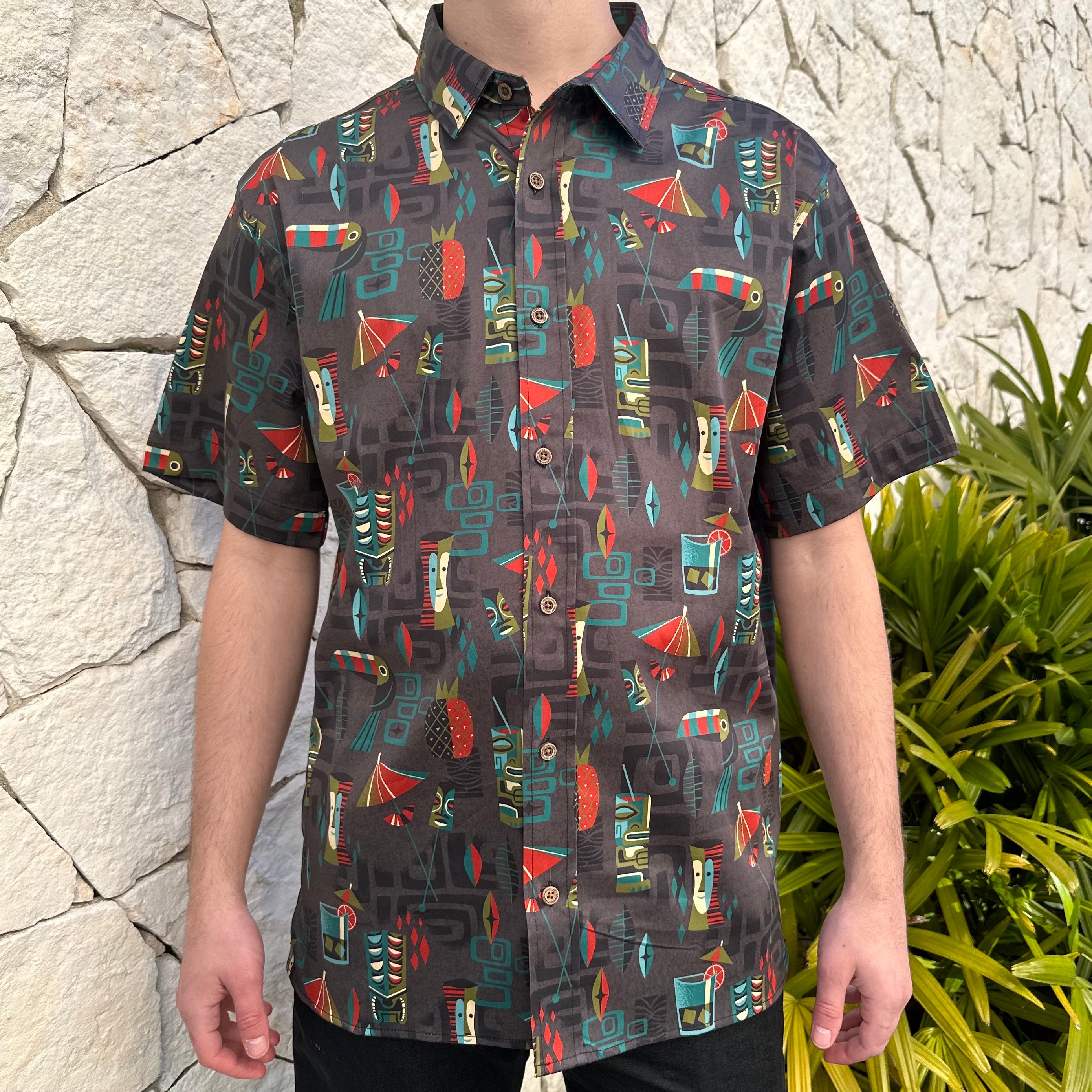 Atomic Cocktail' Modern Fit with Flex Button-Up Shirt - Unisex