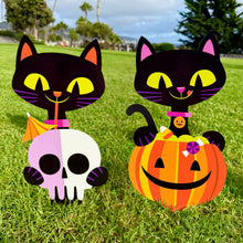 Jeff Granito’s ’Not-So-Scary Black Cats’ Large Metal Yard Stake Set of TWO (2)
