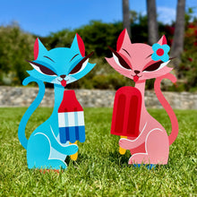 Jeff Granito's 'Cool Cats' Large Metal Yard Stake Set of TWO (2) - Pre-Order!