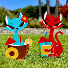 Jeff Granito's 'Cocktail Cats' Large Metal Yard Stake Set of TWO (2) - Pre-Order!