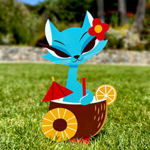 Jeff Granito's 'Cocktail Cats' Large Metal Yard Stake Set of TWO (2) - Pre-Order!