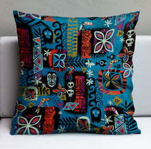 Blue Tiki Safari Pillow Cover - Ready to Ship!