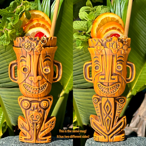 Jeff Granito's Planter's Punch Tiki Mug, Hibiscus Heat (Orange) - Limited Edition of 500, sculpted by Thor - Ready to Ship!