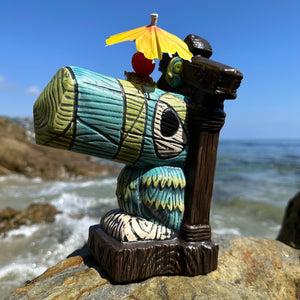 Tiki tOny's Hanging Toucan Tiki Mug (Blue-Green), sculpted by Thor - Ready to Ship!