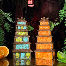 Enchanted Tiki Pagoda (Green/Blue + Orange) - Ceramic Tiki Mugs - Limited Edition / Limited Time Pre-Order