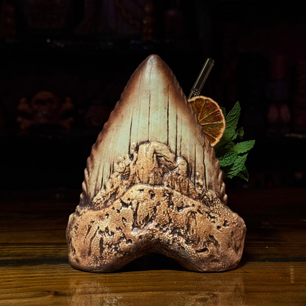 Megalodon Relic ceramic Tiki Mug - Limited Edition of 175- Made in USA - Sculpt by Thor - Ready to Ship (and some that ship in about 1 month) - (FREE Shipping in U.S.)