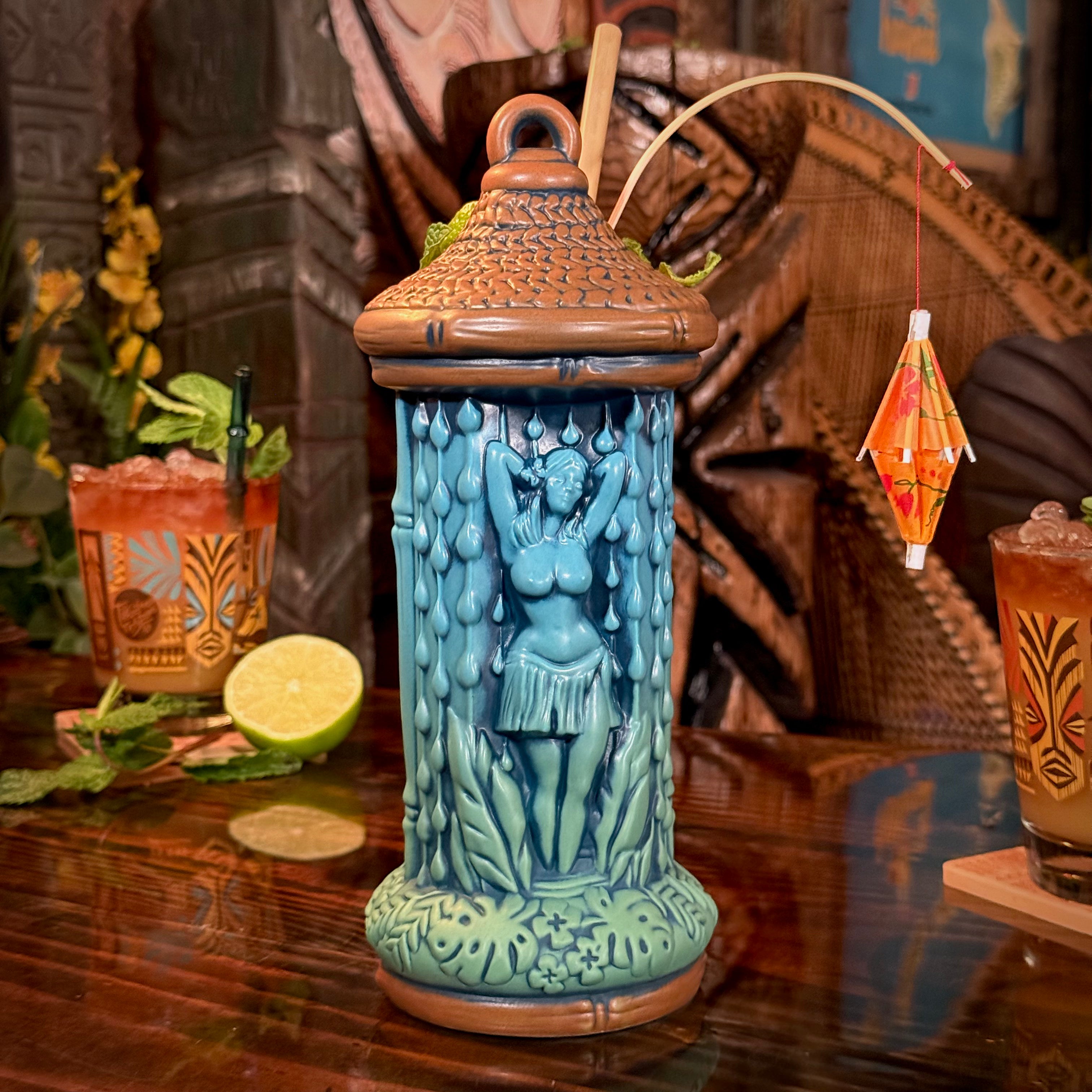 Tiki Falls Rain Lamp ceramic Tiki Mug (Midnight Edition) - Limited