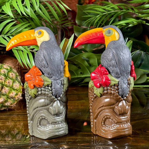 Protectors of Paradise: Toucan & Ku (Pōhaku + Ohia) - Ceramic Tiki Mugs - Limited Edition / Limited Time Pre-Order