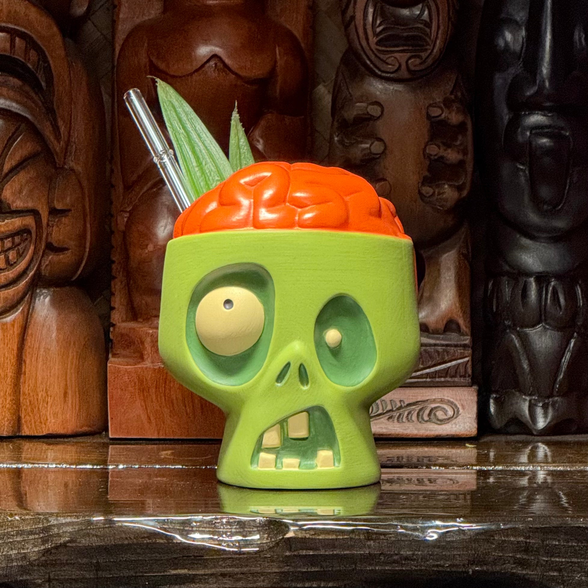 Jeff Granito's Sip for Brains (Gang-Green) - Ceramic Zombie Tiki Jeff Granito's Sip for Brains (Gang-Green) - Ceramic Zombie Tiki