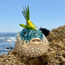 Lost's Petrified Puffer (Ocean Blue) - Ceramic Tiki Mug, sculpt by Thor - Limited Edition / Limited Time Pre-Order (FREE Shipping in U.S.)