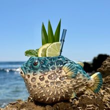 Lost's Petrified Puffer (Ocean Blue) - Ceramic Tiki Mug, sculpt by Thor - Limited Edition / Limited Time Pre-Order (FREE Shipping in U.S.)