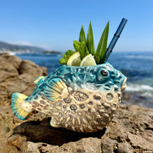 Lost's Petrified Puffer (Ocean Blue) - Ceramic Tiki Mug, sculpt by Thor - Limited Edition / Limited Time Pre-Order (FREE Shipping in U.S.)