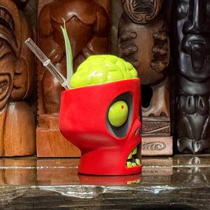 Jeff Granito's Sip for Brains (Rotten Red) - Ceramic Zombie Tiki Mug - Limited Edition / Limited Time Pre-Order