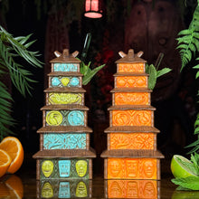 Enchanted Tiki Pagoda (Green/Blue + Orange) - Ceramic Tiki Mugs - Limited Edition / Limited Time Pre-Order