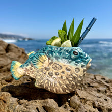 Lost's Petrified Puffer (Ocean Blue) - Ceramic Tiki Mug, sculpt by Thor - Limited Edition / Limited Time Pre-Order (FREE Shipping in U.S.)