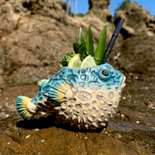 Lost's Petrified Puffer (Ocean Blue) - Ceramic Tiki Mug, sculpt by Thor - Limited Edition / Limited Time Pre-Order (FREE Shipping in U.S.)