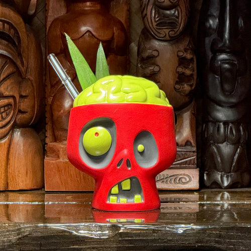 Jeff Granito's Sip for Brains (Rotten Red) - Ceramic Zombie Tiki Mug - Limited Edition / Limited Time Pre-Order