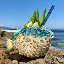 Lost's Petrified Puffer (Ocean Blue) - Ceramic Tiki Mug, sculpt by Thor - Limited Edition / Limited Time Pre-Order (FREE Shipping in U.S.)
