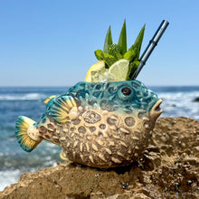 Lost's Petrified Puffer (Ocean Blue) - Ceramic Tiki Mug, sculpt by Thor - Limited Edition / Limited Time Pre-Order (FREE Shipping in U.S.)