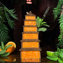 Enchanted Tiki Pagoda (Green/Blue + Orange) - Ceramic Tiki Mugs - Limited Edition / Limited Time Pre-Order