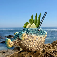 Lost's Petrified Puffer (Ocean Blue) - Ceramic Tiki Mug, sculpt by Thor - Limited Edition / Limited Time Pre-Order (FREE Shipping in U.S.)