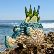 Lost's Petrified Puffer (Ocean Blue) - Ceramic Tiki Mug, sculpt by Thor - Limited Edition / Limited Time Pre-Order (FREE Shipping in U.S.)