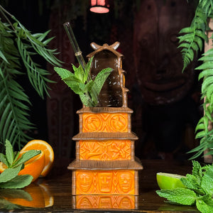 Enchanted Tiki Pagoda (Orange) - Ceramic Tiki Mug - Limited Edition / Limited Time Pre-Order