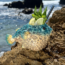 Lost's Petrified Puffer (Ocean Blue) - Ceramic Tiki Mug, sculpt by Thor - Limited Edition / Limited Time Pre-Order (FREE Shipping in U.S.)