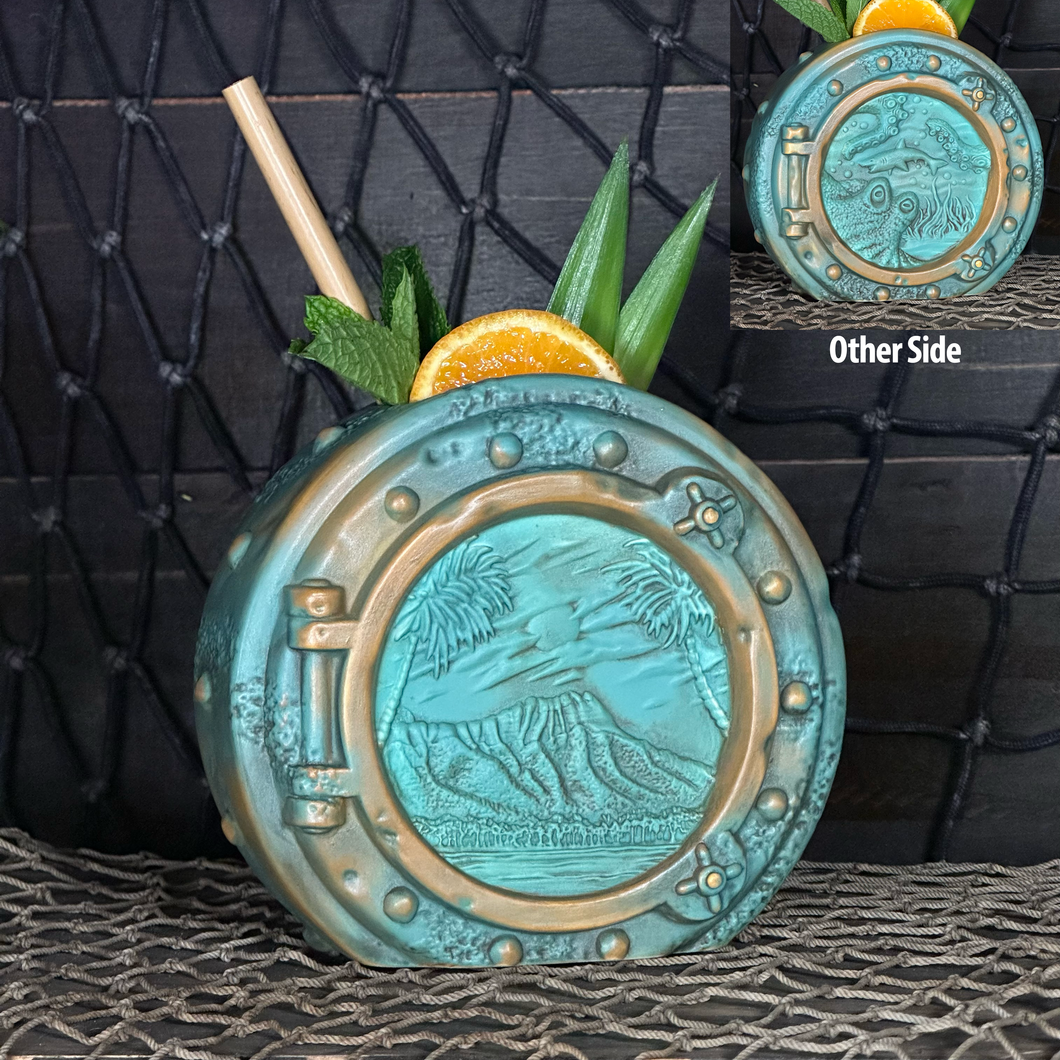 DIVE! DIVE! DIVE!  Ocean Patina Edition - Ceramic Tiki Mug, sculpt by Thor - Limited Edition / Limited Production Pre-Order